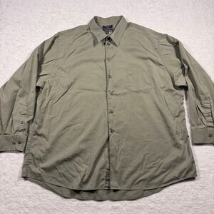 Dockers Mens Microfiber Blend Button Down Shirt Olive Green XXL 18-18.5 34/35